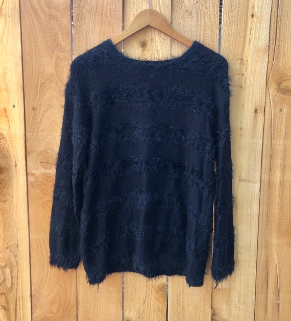 Angora And Knit Striped BeetleJuice Sweater Size … - image 2