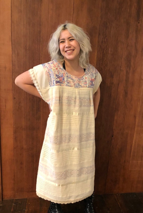 Beautiful Vintage Pastel Mexican Smock Dress - image 2