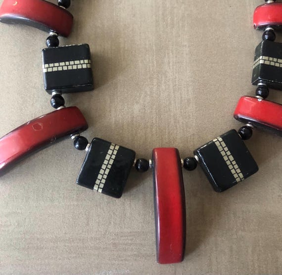 Mid century Big Abstract Ethnic Ray Eames Arthouse Necklace 113