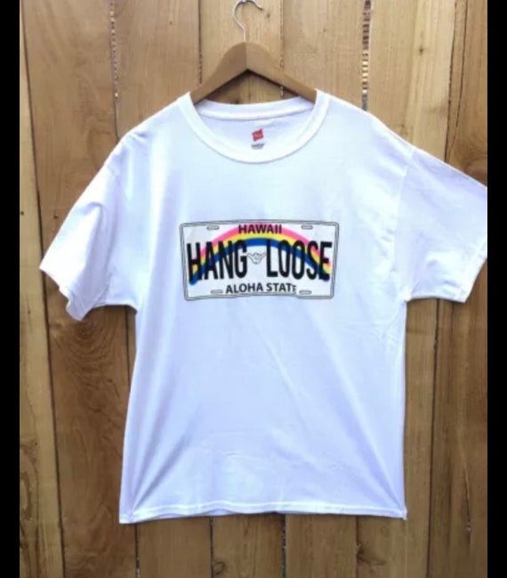 Vintage HAWAII Shirt Hang Loose Bright Colors LARG