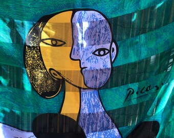 Picasso Multicolored Printed Women's Fine Art Portrait Abstract Art Scarf