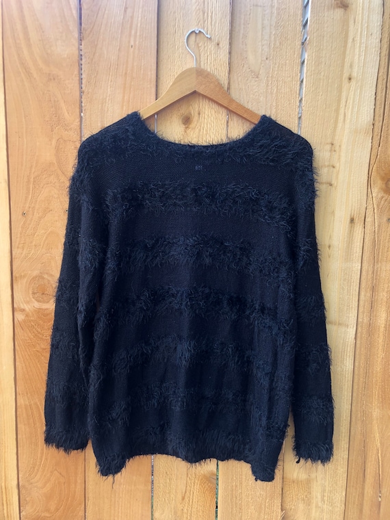 Angora And Knit Striped BeetleJuice Sweater Size … - image 1