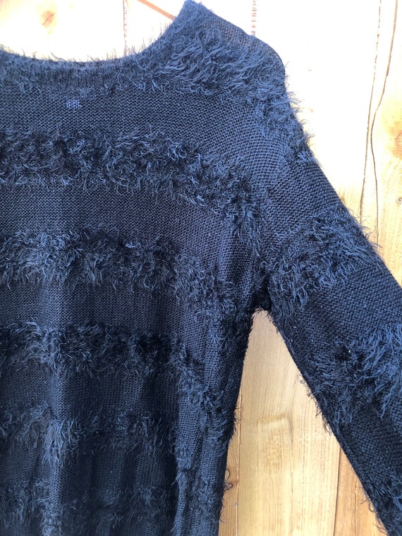 Angora And Knit Striped BeetleJuice Sweater Size … - image 3