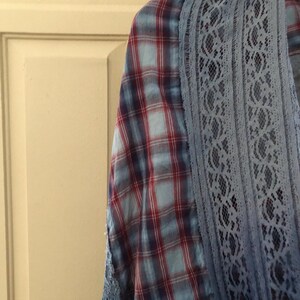 Vintage Free People Tartan and Lace Ombre shawl unique RARE image 8