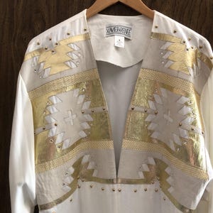 Mob Wife Golden Girls Church Jacket long Vintage with leather embellishment 600