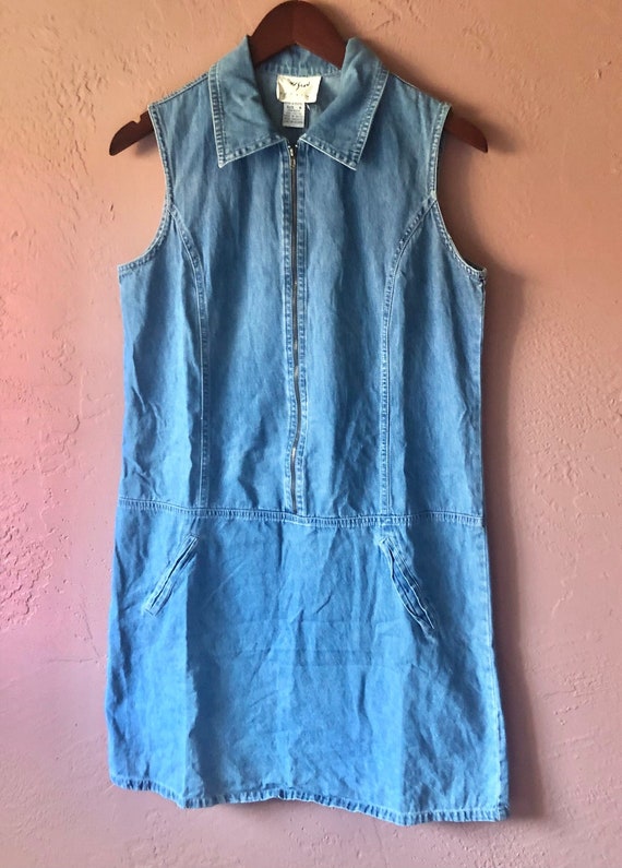 Adorable y2K denim zip up Blondie dress