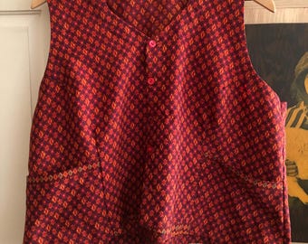 Beau gilet ethnique cambodgien hipster fait main en coton taille moyenne 100