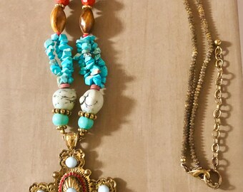 Huge Southwest Cross Necklace 110