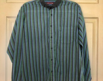 Vintage Men’s Sassoon Paris New York Striped 1980s Button Up #272