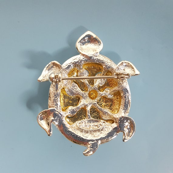 Cute Vintage Turtle Pin Brooch Gold & Silver Tone… - image 3