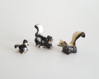 1948 HAGEN RENAKER SKUNK Mama & 5 Early Hr Baby Kits Vintage Figurine Rare Hand Painted Ceramic Skunk Family Made USa Lover Collector Gift