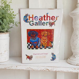 Dachshund Dogs! Heather Galler Cross Stitch Kit Colorful Stitchery