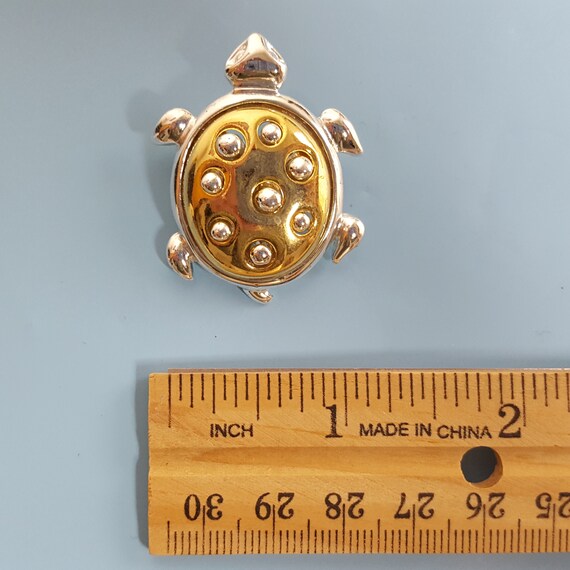 Cute Vintage Turtle Pin Brooch Gold & Silver Tone… - image 4