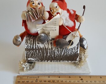 Yさん専用　ロジエ プレート ５枚セット 昭和レトロ　小花散らし　プレート　1枚 Santas! Vintage Japan Figurines on a Log Christmas Musicians
