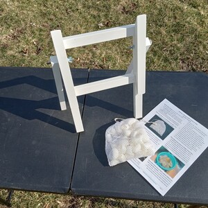 Silk Hankie (Mawata, 真綿) kit, frame, 40 cocoons, mesh bag with instructions