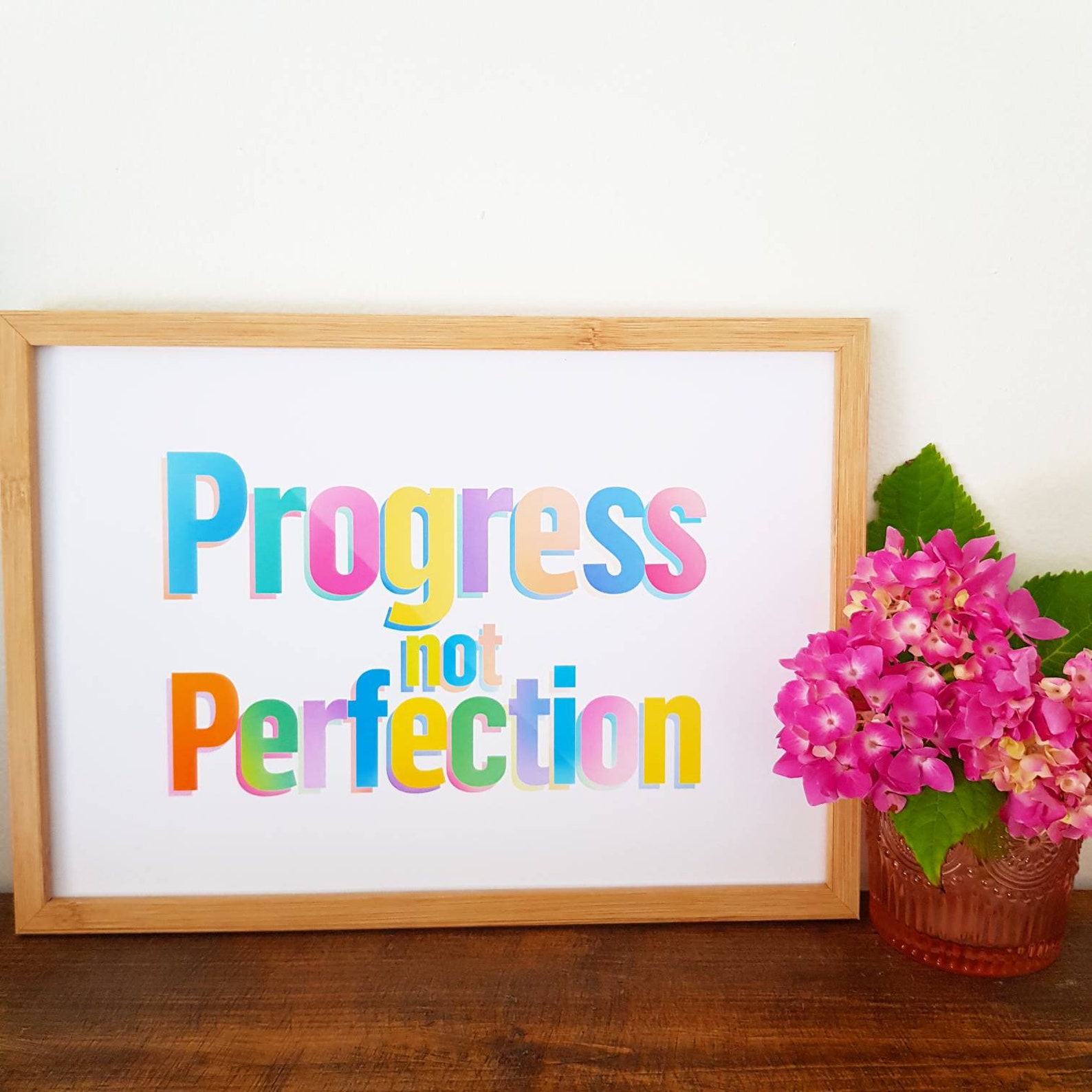 Progress Not Perfection Print A4 &amp; A5 Home Decor Rainbow - Etsy