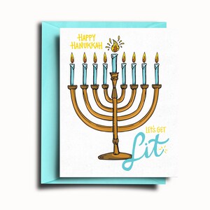 Hanukkah Let es Get Lit Grußkarte