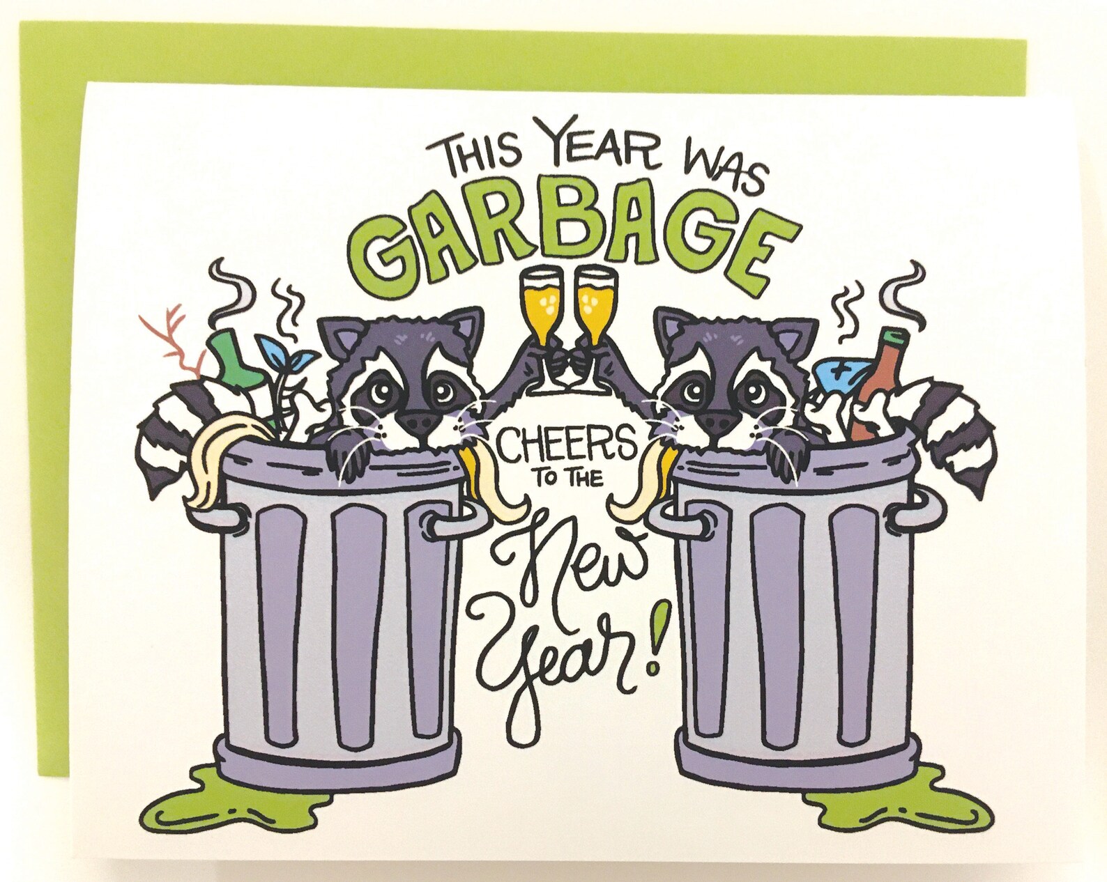 Garbage Year New Years Greeting Card Etsy