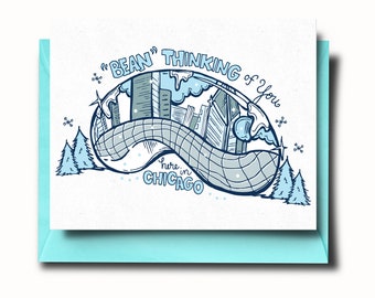 Pack of 6 Chicago Bean Holiday Greeting Cards