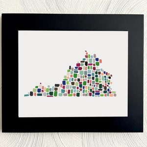 Virginia Colorful Art Print | Painterly VA Print | State Wall Art