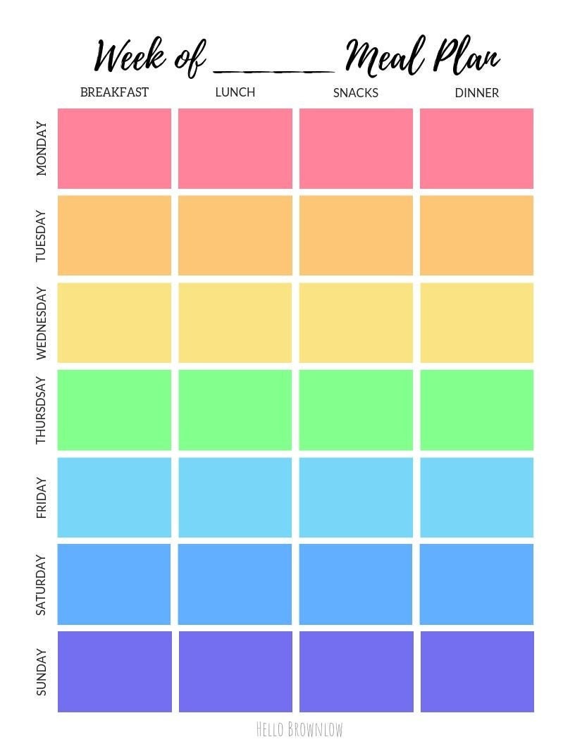 Weekly Meal Planner - Breakfast, Lunch, Snack, and Dinner Planner - 7 ...