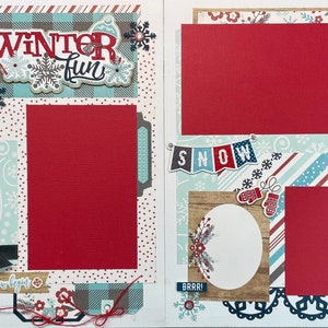 Winter Fun Premade scrapbook pages, 12x12 scrapbook layout, page kit, Scrapbook Page Kit, Winter Page Kit, Snow Scrapbook page