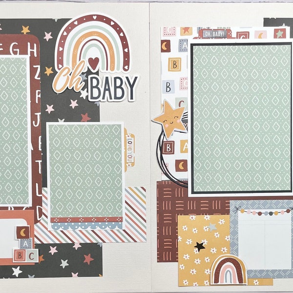 Oh Baby - Premade scrapbook pages, 12x12 scrapbook layout, page kit, scrapbook kit, Scrapbook Page Kit, baby layout, Baby Page Kit