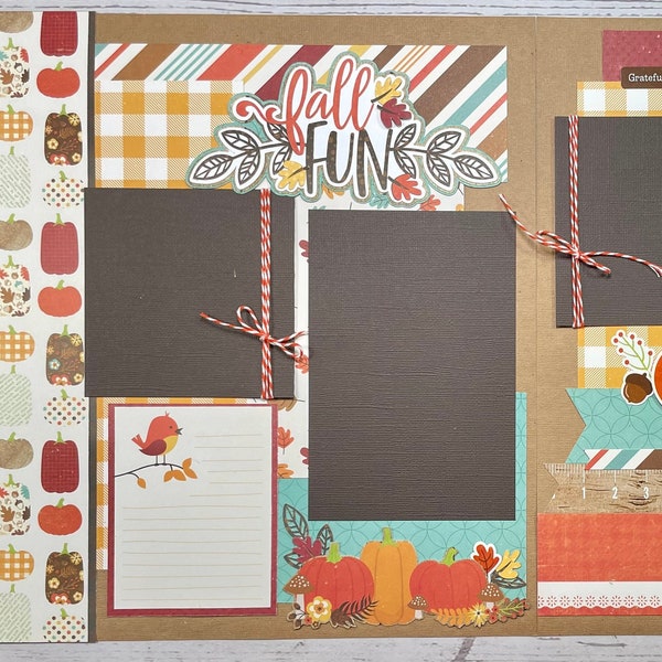 Fall Fun- Fall premade scrapbook pages, 12x12 scrapbook layout, Fall page kit, scrapbook kit, Autumn Layout, Fall Layout, Premade Page