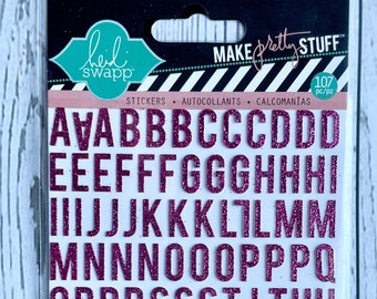 Heidi Swapp Bright Pink Glitter Stickers - Scrapbooking Stickers, Glitter stickers, Glitter Alphabet Stickers, alphabet stickers