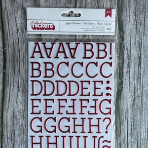 Thickers Stickers alphabet JOYFUL CHRISTMAS rouges par American Crafts - 130 pièces
