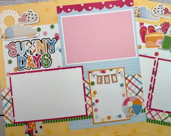 Summer Premade 12x12 2 page Scrapbook Layout or page kit - Sunny Days