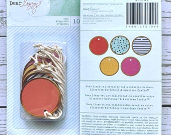 American Crafts Dear Lizzy Gold Faux Metal Rim chipboard Tags - Scrapbook Embellishment, Card Embellishment- 10 count