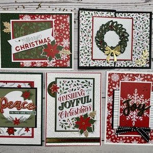 Kit fai da te per biglietti di Natale Crimson and Evergreen - Crea 5 biglietti - Kit per biglietti di Natale, Biglietti di Natale, Biglietti di Natale fatti a mano, Kit per la creazione di biglietti