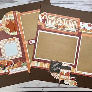 Pumpkin Patch: páginas de álbum de recortes prefabricadas de otoño, diseño de álbum de recortes de 12 x 12, kit de páginas de otoño, kit de álbum de recortes, diseño de otoño, diseño de otoño