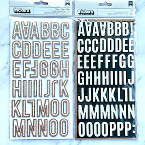 Thickers Combo - Crate Paper Here & There BEACH Rose Gold Glitter Foam Alphabet Stickers  and Jen Hadfield Letterboard White Foil Foam
