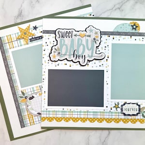 Sweet Baby Boy- Premade scrapbook pages, 12x12 scrapbook layout, page kit, scrapbook kit, Scrapbook Page Kit, baby boy layout, Baby Page Kit