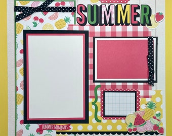 Sweet Summer Single Scrapbook Page  - Single Premade scrapbook page, Scrapbook Page Kit, Summer Page Kit,  Scrapbook layout