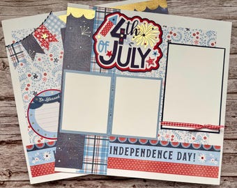 4th of July Scrapbook Layout | American Crafts Flags and Frill Collection