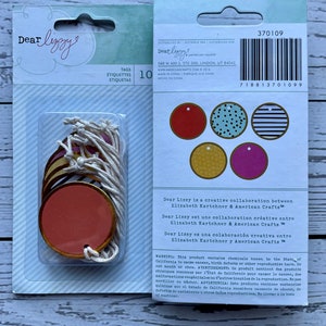 American Crafts Dear Lizzy Etichette con bordo in metallo dorato - Abbellimento per album di ritagli, abbellimento di carte