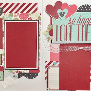 So Happy Together - Love páginas de álbum de recortes prefabricadas, diseño de álbum de recortes 12x12, kit de páginas, kit de páginas de álbumes de recortes, kit de páginas de San Valentín