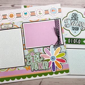 Daisy Girl Scout Troop  - 2 page layout, Girl Scout premade scrapbook pages, scrapbook page kit, Daisy Girl Scout layout, Girl scout Page