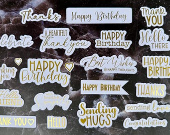 Shimmer Sentiment Set – Foiled Card Sentiments (Set of 20) | Gold, Silver, Rose Gold & More | Cardmaking Sayings