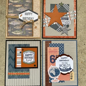 Set di 4 biglietti preconfezionati in ardesia e acciaio, biglietti maschili, biglietti per uomo, kit di biglietti per uomo, biglietti per lui, biglietti di compleanno per lui