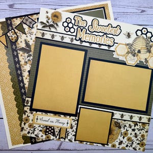 The Sweetest Memories Scrapbook Layout | Honeybee Page Kit | Bee Themed Scrapbook Pages | 2 Page Premade Scrapbook Kit
