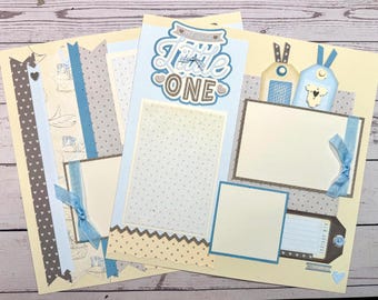 Hello Little One – Baby Boy 2-Page Scrapbook Layout or DIY Kit