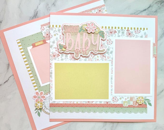 Sweet Baby Girl Scrapbook Layout or DIY Kit- Premade Scrapbook Pages ...