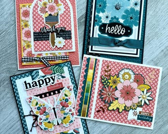 Painted Petals Cards or DIY Card Kit – 4 All-Occasion Cards DIY Set