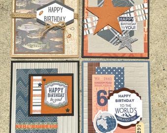 Slate and Steel Card Kit - Makes 4 cards Masculine Cards, Cards for Men, Card kit for Men, Cards for Him