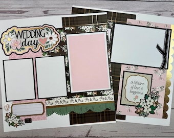Wedding Day Scrapbook Layout | DIY Wedding Page Kit | 2 Page 12x12 Premade Scrapbook Pages