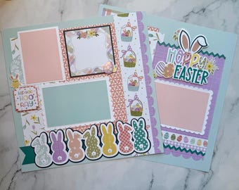 Hoppy Easter Premade scrapbook pages or Page Kit 12x12 scrapbook layout, scrapbook kit, Scrapbook Page Kit, Easter layout, Easter Page Kit